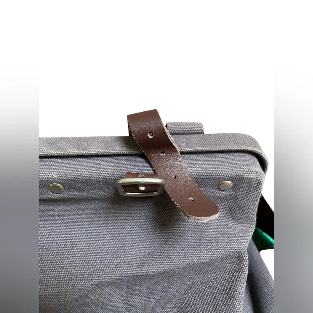 Line of Trade No. 0312 Canvas Weekender Duffel Bag Gray Leather Carry On Tote